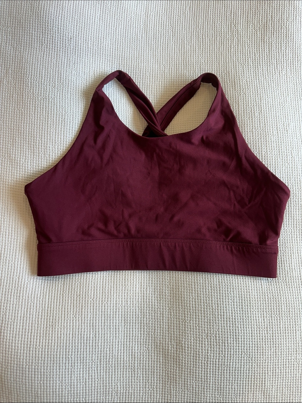 Fabletics High Neck Crisscross Back Sports Bra - Burgundy